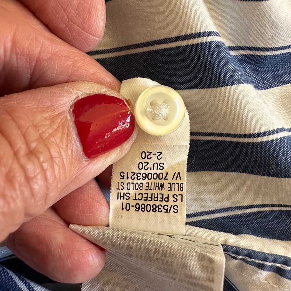 GAP Women's Blue White Stripe Perfect Shirt Superfine Poplin Button Down Top‎ L - Picture 9 of 9